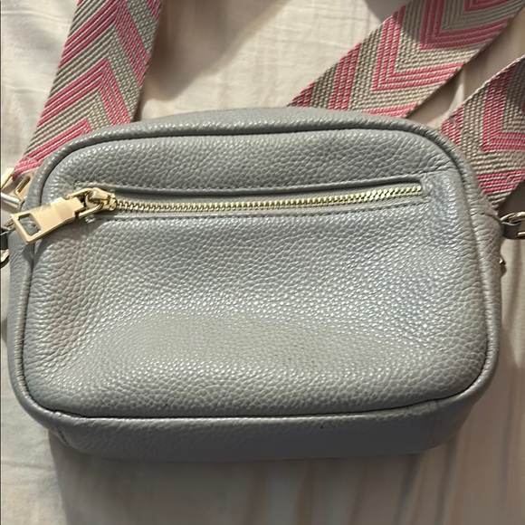 Stone Crossbody Bag with Pink Chevron Strap - Picture 7 of 15